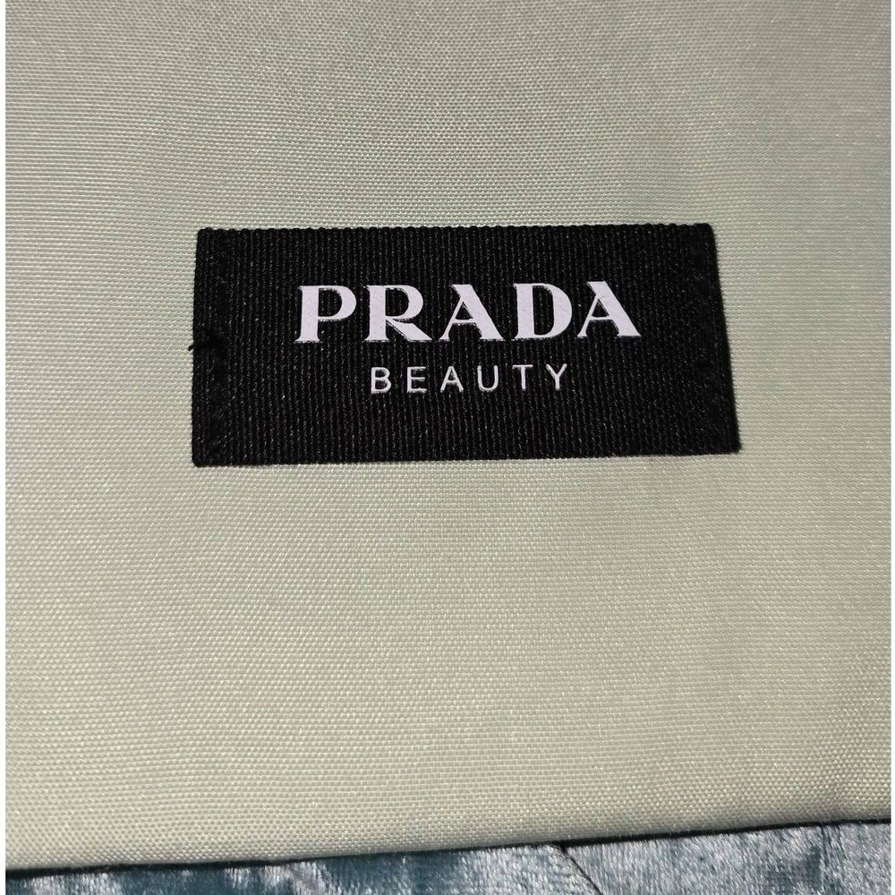 Prada Beauty Tote Bag Sage Green Canvas - Black Lining w/Inside Pocket - Picture 5 of 7